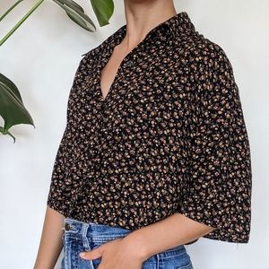 Floral navy blouse